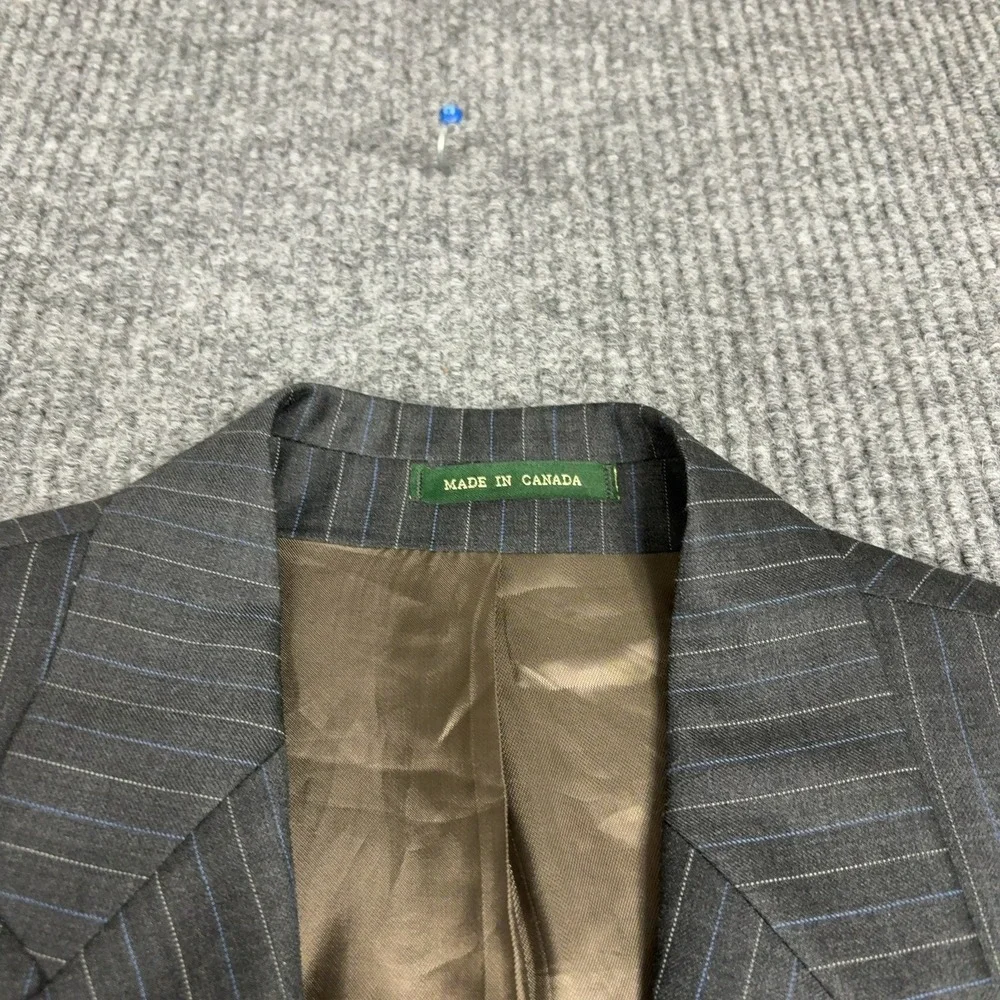 Lauren Ralph Lauren Suit‎ Jacket Mens 46R Gray Pinstripe Wool Two Button Blazer